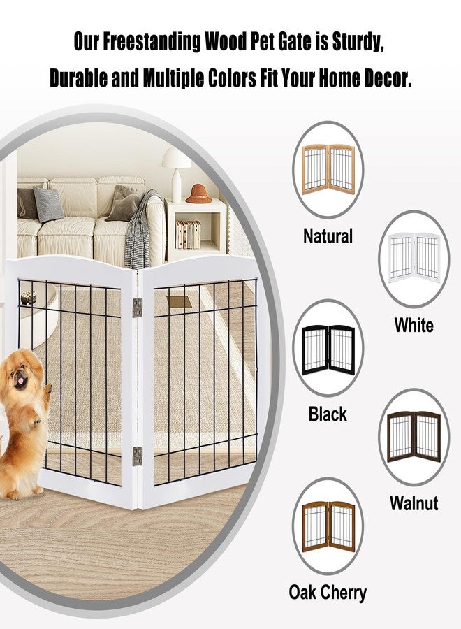 LZRS 2-Panel Freestanding Foldable Wood Dog Gate – Solid Wood & Steel Wire, Chew-Resistant Pet Barrier for Indoor Use, Ideal for Small to Medium Dogs, White - Image 4
